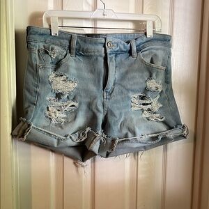 American Eagle Blue Distressed Jean Shorts
